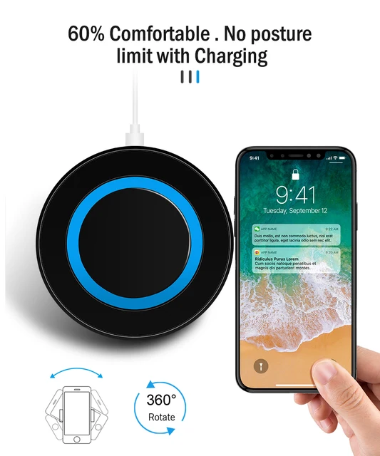 Essien QI Wireless Charger Pad Standard Charging for iPhone 8 X Samsung Galaxy S8 Note 8 Plus 10W Fast Wireless Charging charger