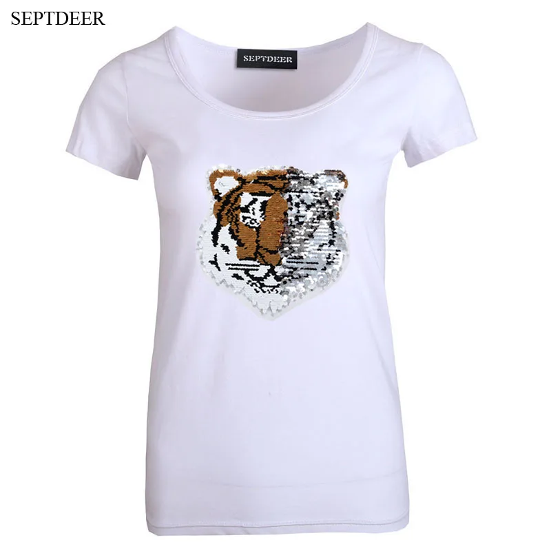 t shirt sequin reversible femme