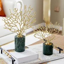 Современные аксессуары для дома медные золотые украшения из кораллов модельные украшения для гостиной мраморные украшения