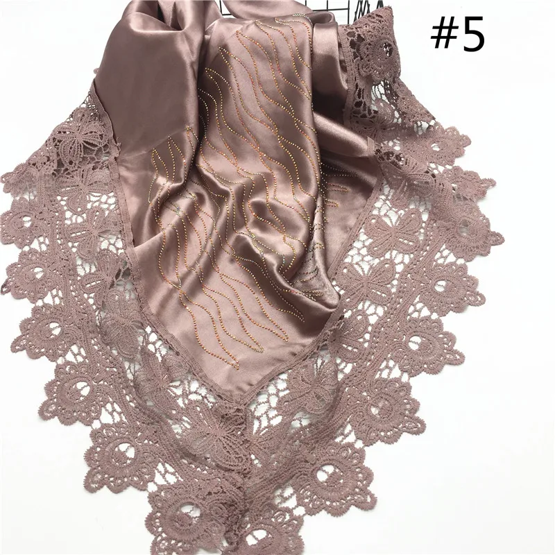 Высокое Качество Хиджаб золото сверкает шарф большой вышивать цветок шарфы с запахом сплошной цвет шали хиджабы мусульманские 10 цвет