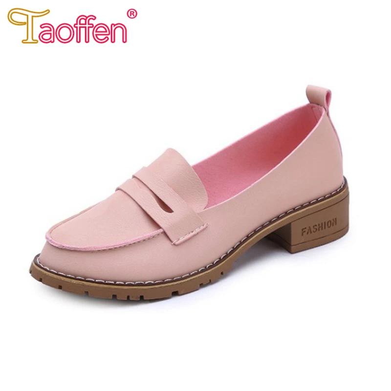 TAOFFEN Classic Office Ladies High Heel Shoes Women Solid Color Thick Heel Pumps Party Club