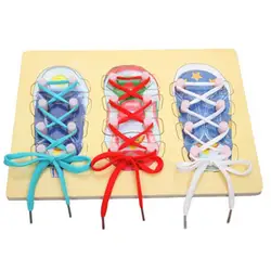 Монтессори игрушки Дети раннего образования обучающая головоломка деревянная доска для игрушек шнуровка шнурка обучения галстук обуви