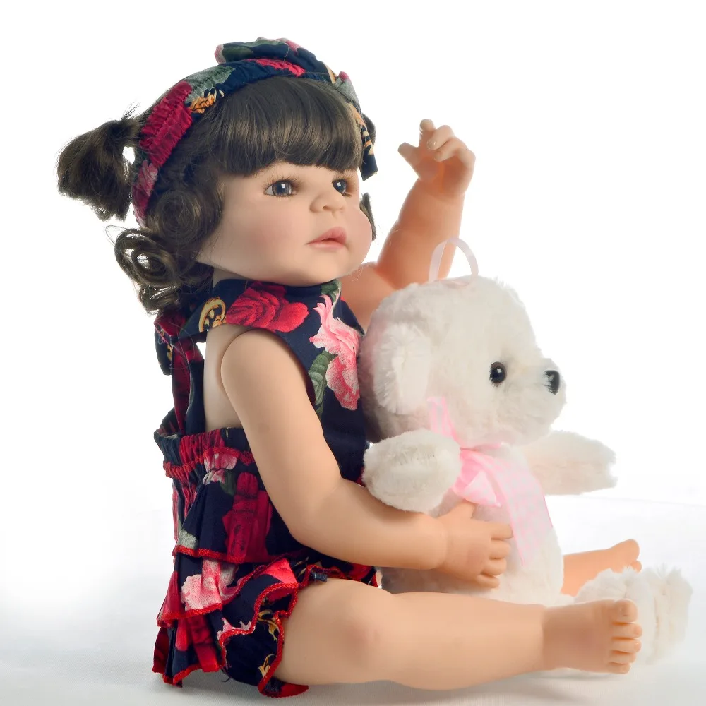 KEIUMI прекрасный Reborn Menina Boneca 55 см всего тела силиконовые 22 &quotReborn Baby Doll с завитками