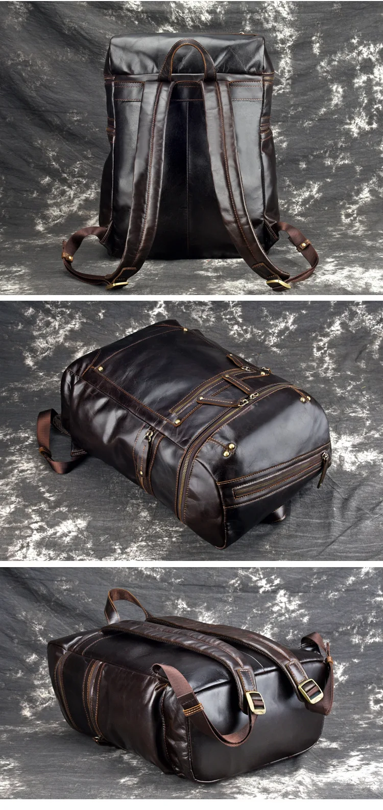 Men Genuine Leather Backpack men backpack Cow Leather Large Travel Backpack male Rucksack mochila Travel bag Luggage Coffee