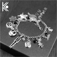 Череп ювелирные изделия Кошмар перед Рождеством браслет и браслет снежинки летучая мышь хрустальные бусины браслет Шарм Рождественский подарок