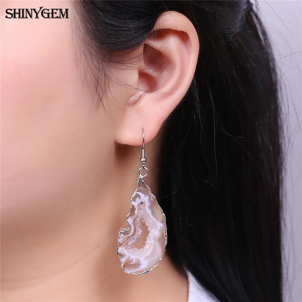ShinyGem классические нестандартные натуральные черные коричневые серьги капельки