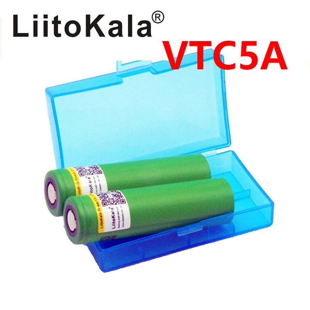 

2pcs LiitoKala 18650 35a vtc5a Genuine 3.6V US18650 2600mAh Continuous 40A E-Cig vap + 18650 box
