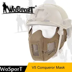 WoSporT тактическая маска на открытом воздухе Ушная защита вентиляция Пейнтбол Маска ударопрочность защита на половину лица маска для CS поле