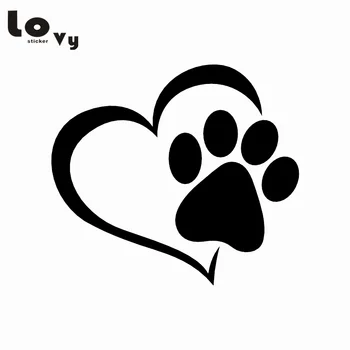 

2pcs Cute Dog Paw with Peach Heart Car Sticker Cartoon Animal Adopt Dog Cat Love Pet Car Decal