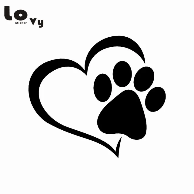 cute dog paw with peach heart car sticker cartoon animal adopt dog