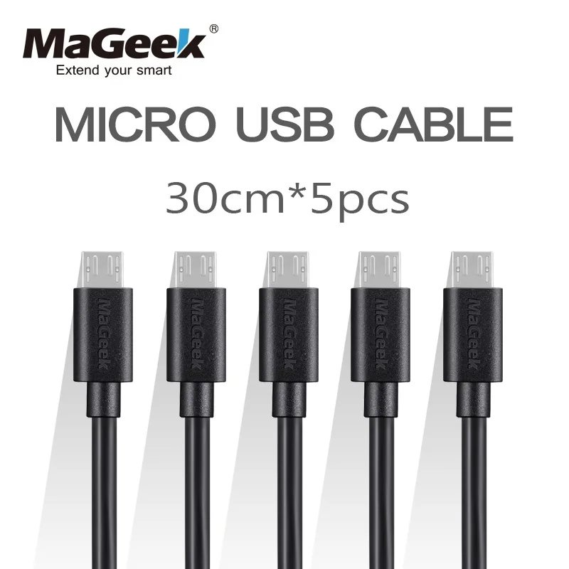 [5 قطعة] MaGeek 30 سنتيمتر/1ft x 5 قطع قصيرة المصغّر usb كابل عالية السرعة شاحن المحمول كابلات الهاتف لسامسونج HTC Xiaomi