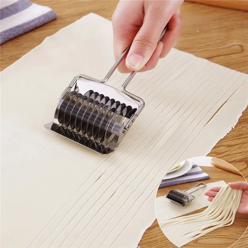 Stainless steel manual vegetable dough noodle cutter roller noodles