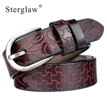 

New lady's embossing genuine leather women's belts for women luxury fashion female jeans wide belt and strap cintos homem C234