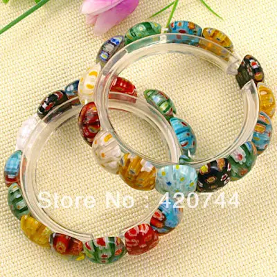 

topstore 6PCS Multicolor Glass Millefiori Lampwork Bracelet Bangle
