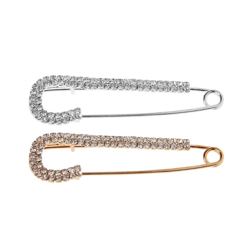 

Safety Pins Women Crystal Brooches Sliver Gold Catch Scarf or Lapel Jewelry