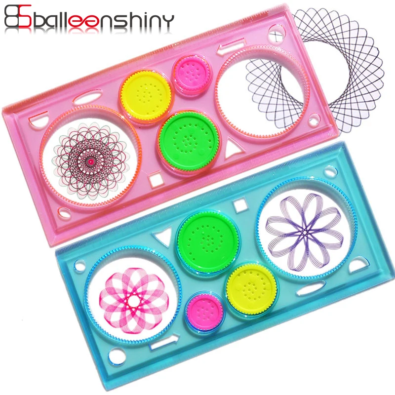 

BalleenShiny Drawing Tool Toys Multifunctional Puzzle Ruler DIY Colorful Novelty Cute Graphic Plastic Children Painting Supplies