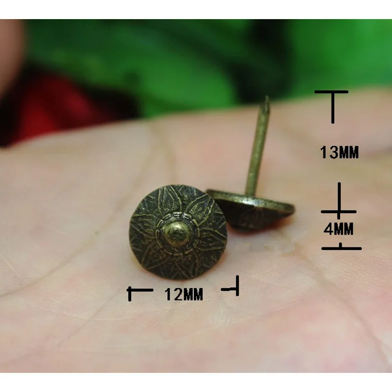 Античный зонтик цветочный узор резные декоративные гвозди гвоздей шпильки деревянный ящик мебель гвоздь-кнопка, 12*17 мм, 50 шт