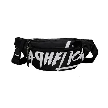 

Girls Hip Hop Unisex Nylon Shoulder Waist Fanny Belt Pack Letter Print Waist Bag Women Couple bag Travel Hiking Shoulder Bag