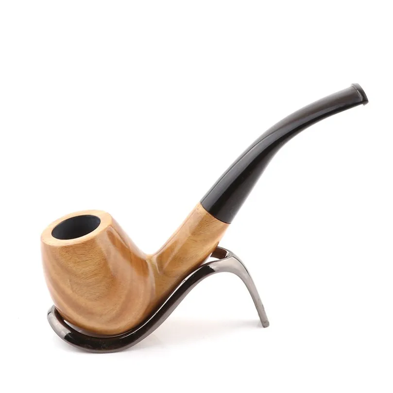 1Pcs Smoking Pipe Pipes for Nature Ebony Manual Gift Wood Bent Type Smoke Accessories Christmas Gifts |