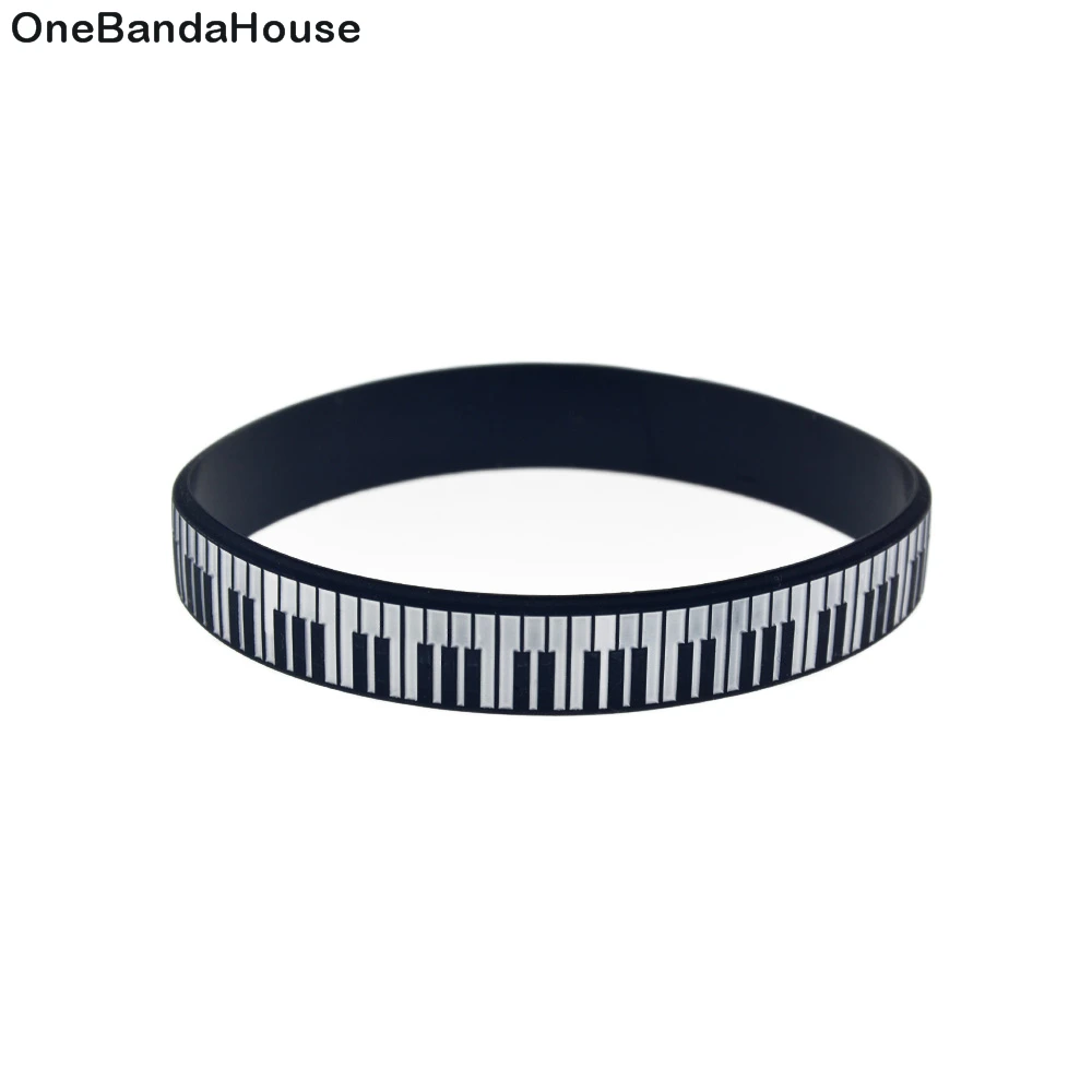 

1PC Engraved and Filled in Color Piano Keys Silicone Bracelet for Music Concert