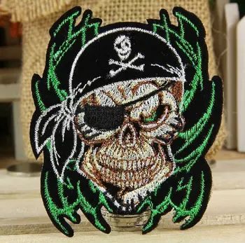

Pirate Skull The skeletons Embroidered Iron on patches Punk Style 7cm*8.8cm