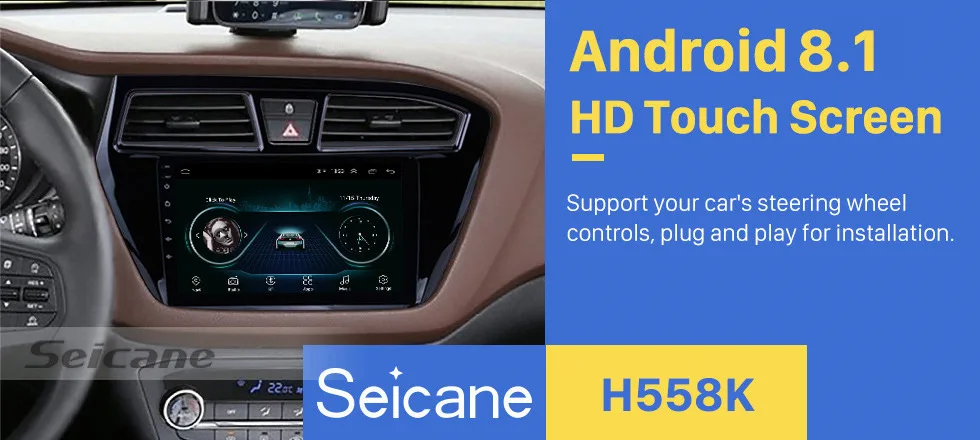 Sale Seicane Android 8.1 9" Car Head Unit Radio Audio GPS Multimedia Player For 2014 2015 HYUNDAI I20 Left Hand Drive support TPMS 3G 0