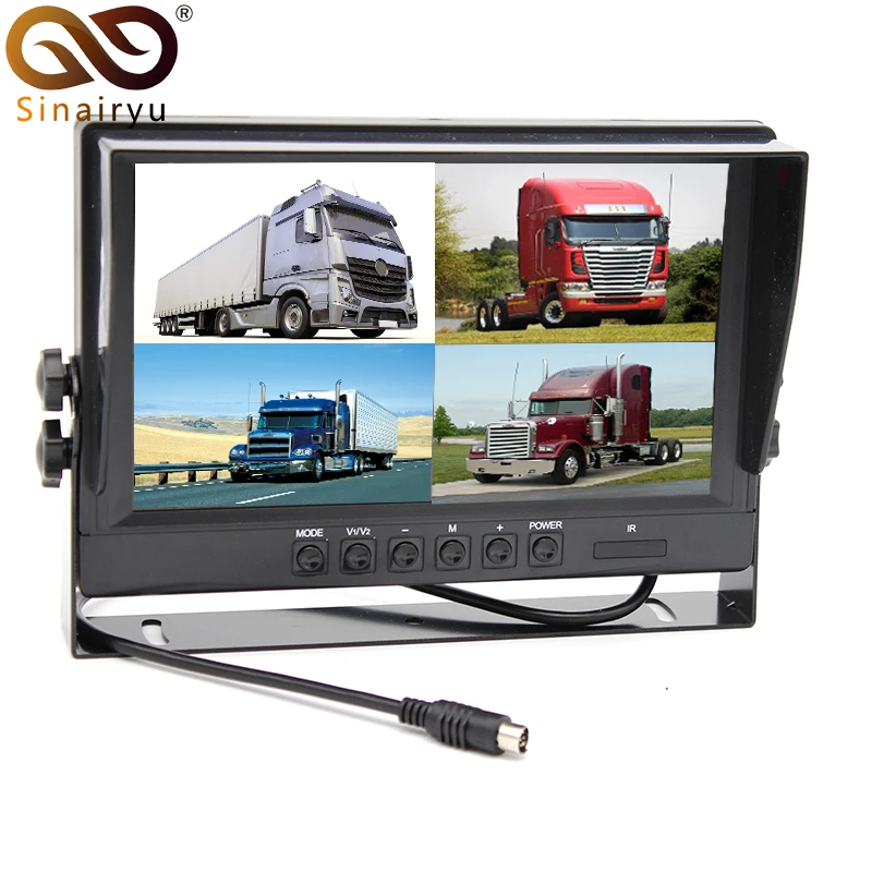 

Sinairyu DC 12V/24V 9 Inch Car Parking Monitor With 4CH Video input Monitors 9" Car Quad Split Monitor For Truck Caravan Vans