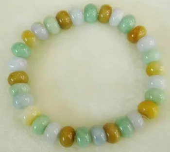 

A natural jade beads bracelet hand three string color water and fine jade