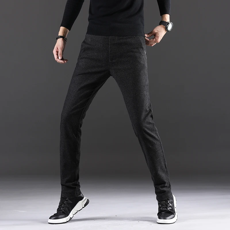 2019 herbst Winter Neue Männer Casual Hosen Business Fashion Schleifen Hohe Qualität Slim Fit Hose Männlichen Schwarz Navy Marke Kleidung