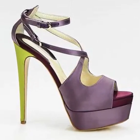 Made-to-order Handmade Women Shoes Purple Peep Toe Thin High Heel Hollow Out Platform Ladies OL Pumps Spike Heel