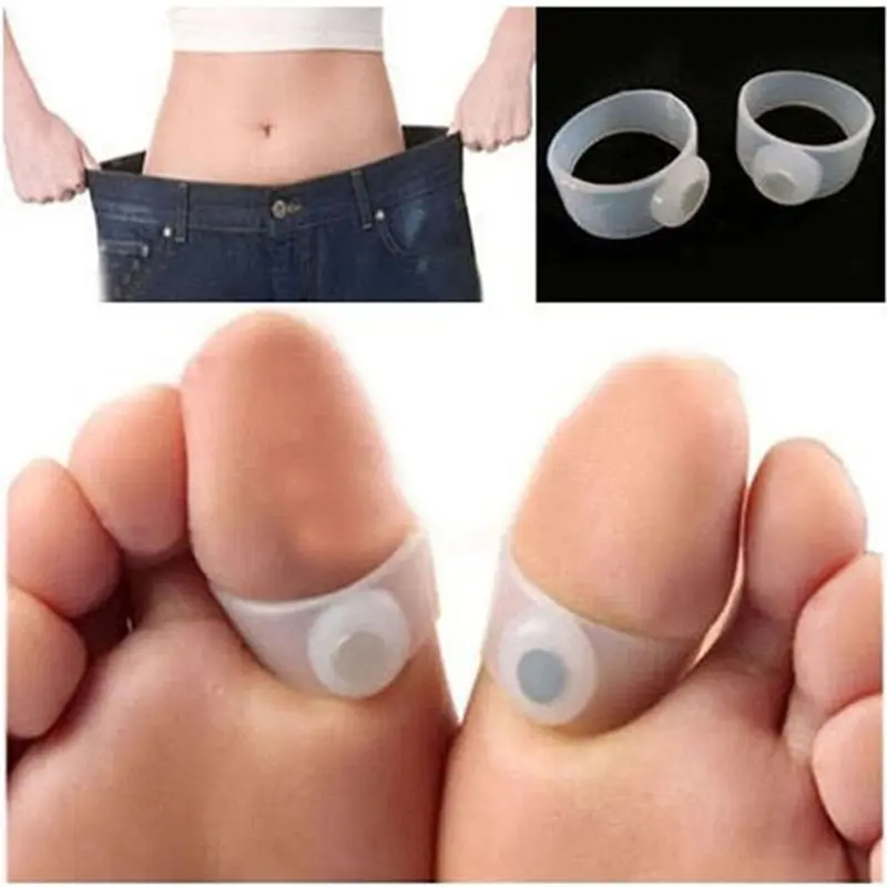 

2Pair Magnetic Loss Weight Toe Ring Therapy Slimming Fast Lose Weight Burn Fat Reduce Fats body Silicone Foot Massage Toe Rings