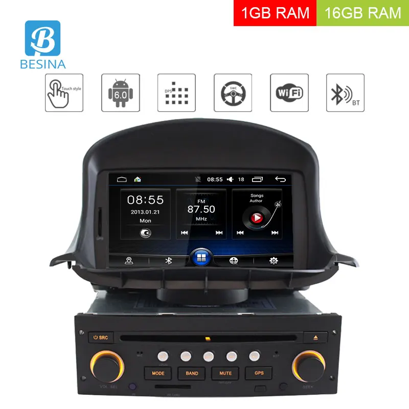 

Besina 1 Din Android 6.0 Car DVD Player For Peugeot 206 206CC Multimedia Autoaudio GPS Navigation Radio Stereo WIFI RDS 1024*600