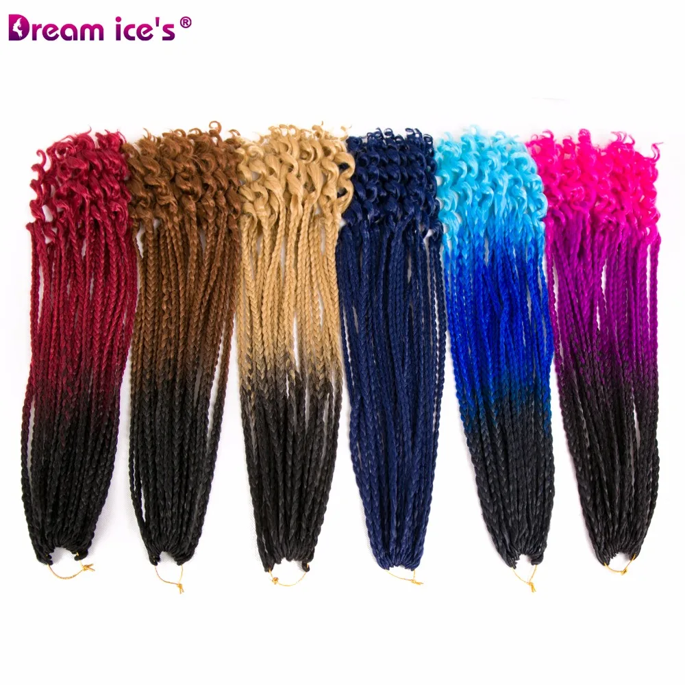 

Deam ice's Faux locs ombre curly crochet braiding hair extension synthetic hair braids 22 strands one pack