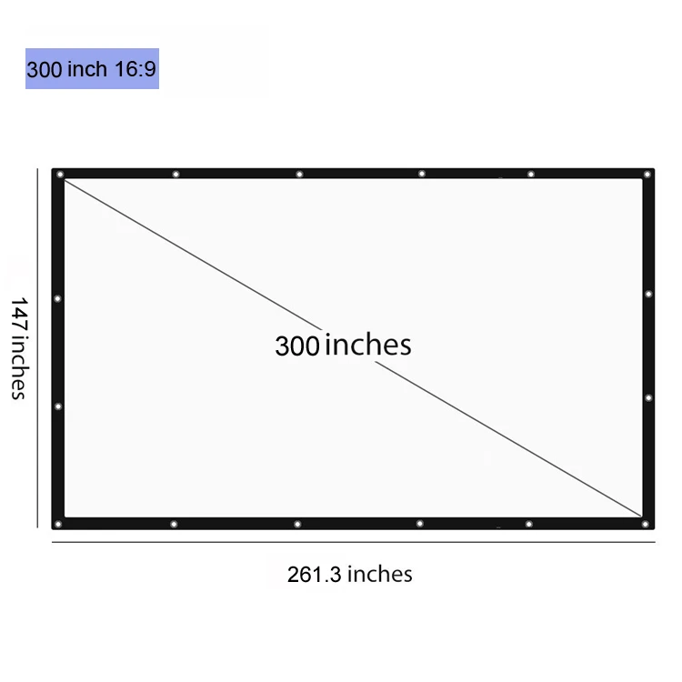 300 дюймов 16:9 большой размер Наружная рамка холст ткань проекционный экран для любого светодиодный 3D Full HD проекторы, смотреть фильмы снаружи