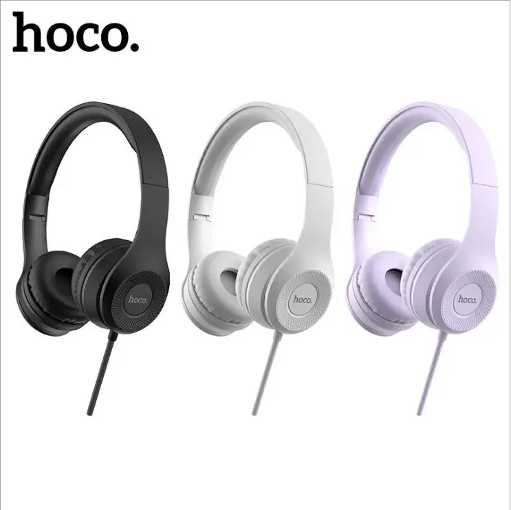 

HOCO W21 HIFI Stereo Metal Wired Headphone Foldable Headset FM and Over-ear Adjustable With Mic for Smart phone for mobile