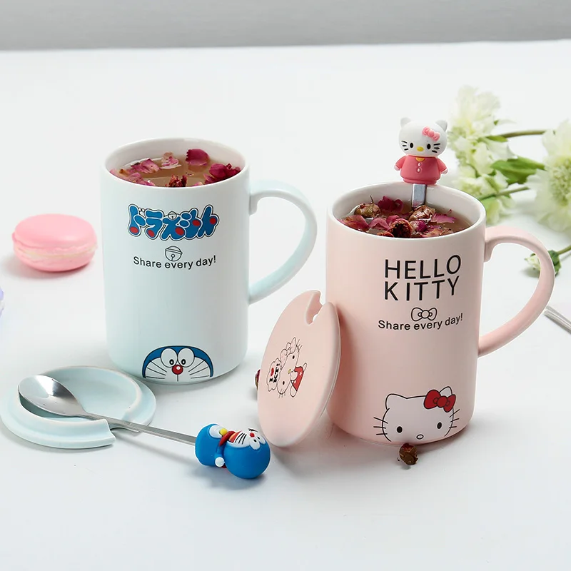 Hello kitty кофе чашки Молоко чай Кружка рождественские подарки дети воды с крышкой и