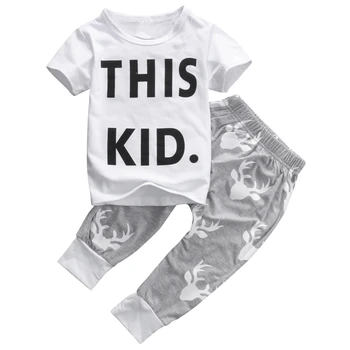 

Kid Clothing Sets Toddler Kids Baby Boy Summer Outfits Sports Clothes Letter T-shirt Tops+Harem Pants 2pcs Set