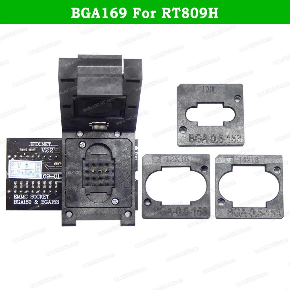 

BGA169/BGA153 BGA48 EMMC Adapter RT-BGA169-01 V 2.1 With 3Pcs BGA Bounding Box For RT809H Universal Programmer