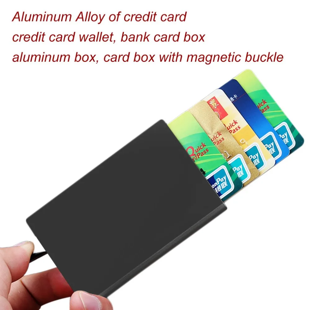 

Black Aluminum Alloy Credit Card Box Wallet Credit Card Bank Card Box Antimagnetic Aluminum Box With Buckle Card Box