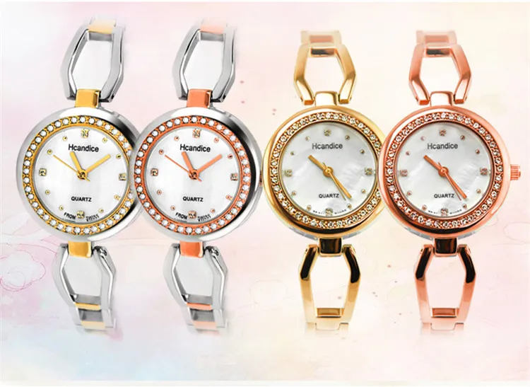 

Switzerland HCANDICE Luxury Brand 2017 hot women dress rhinestone watches fashion casual quartz watch Stain steel wristwatch8060