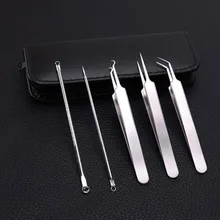 5 шт./компл. Нержавеющая сталь Черноголовых Пятна Акне Прыщ Extractor Remover Набор инструментов Уход за кожей лица Уход за кожей Пинцет иглы комплект