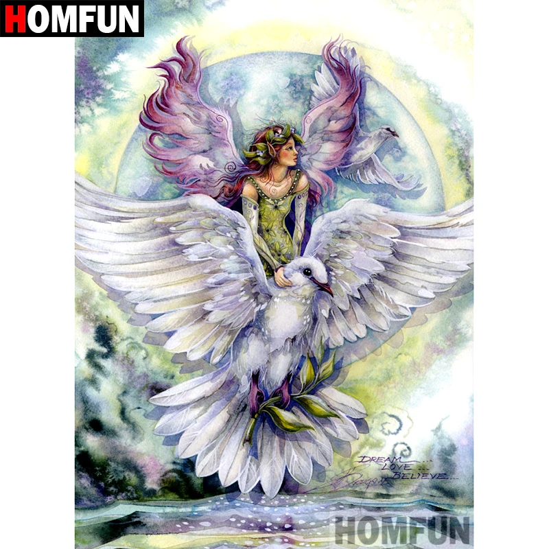 

HOMFUN 5D DIY Diamond Painting Full Square/Round Drill "butterfly fairy" Embroidery Cross Stitch gift Home Decor Gift A08871