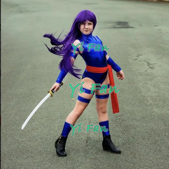 Psylocke X men Kids Cosplay Costume Superhero Costume Shiny Metallic ... X Men Girls Cosplay