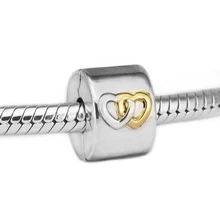 Подходит для браслетов Pandora Heart Aglow Clip Charms с 14 K настоящим золотом стерлингового серебра 925 пробы-ювелирные изделия бусины
