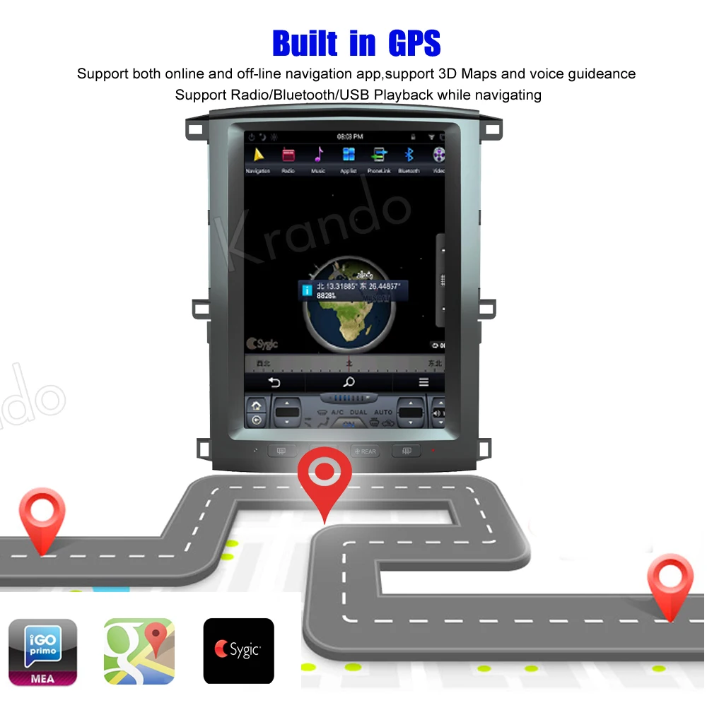 Best Krando Android 8.1 12.1" Vertical screen car multimedia player GPS for Toyota Land Cruiser lc100 2002-2007 navigation system BT 2 Best Krando Android 8.1 12.1" Vertical screen car multimedia player GPS for Toyota Land Cruiser lc100 2002-2007 navigation system BT 2