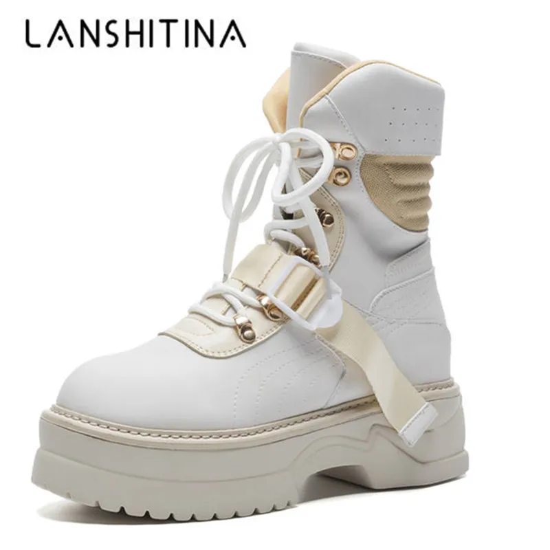 2018 New Genuine Leather Ankle Boots For Women Lace up Platform Winter High Top Boots Fashion Punk Martin boots Flat Shoes Woman 2018 New Genuine Leather Ankle Boots For Women Lace up Platform Winter High Top Boots Fashion Punk Martin boots Flat Shoes Woman