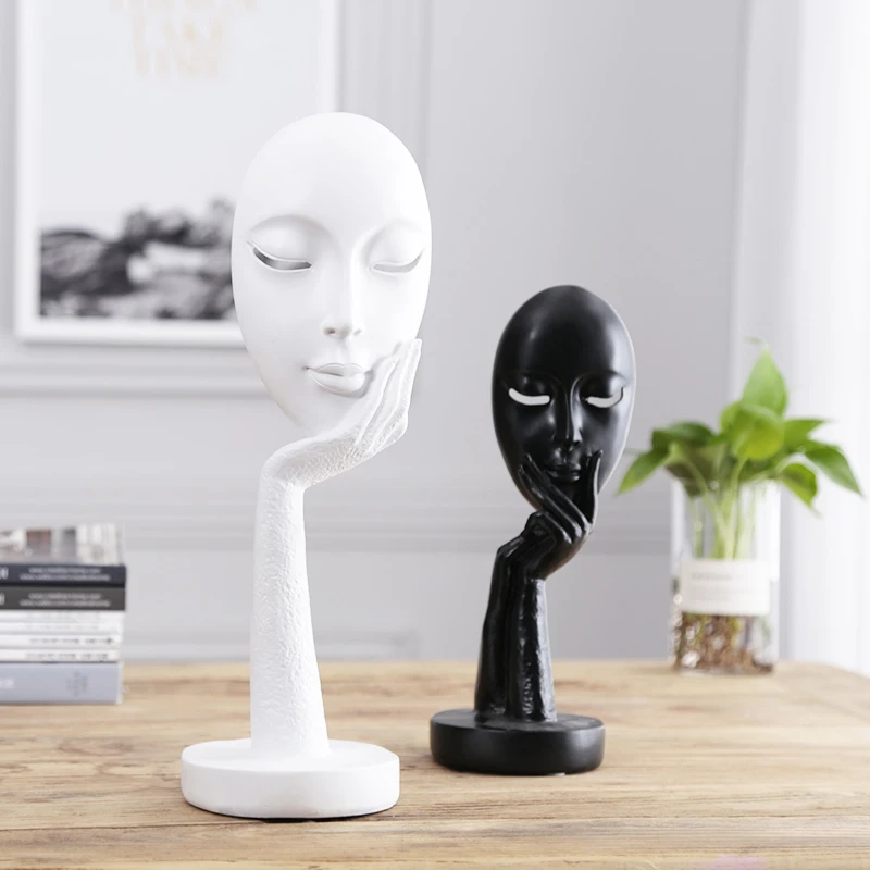 Online Furnishing Articles Women Face Statues for Decoration Home Decoration Accessories Character Sculpture Abstractive Resin Crafts