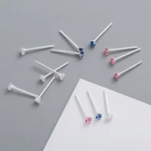 925 пробы, серебряные, маленькие, супер Маленькие стразы, цветные, серьги-гвоздики, простые, темпераментные, милые, женские Z9347