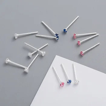 

S925 Sterling Silvery Mini Super Small Rhinestone Colour Ear Studs Simplicity Temperament Lovely Female Z9347