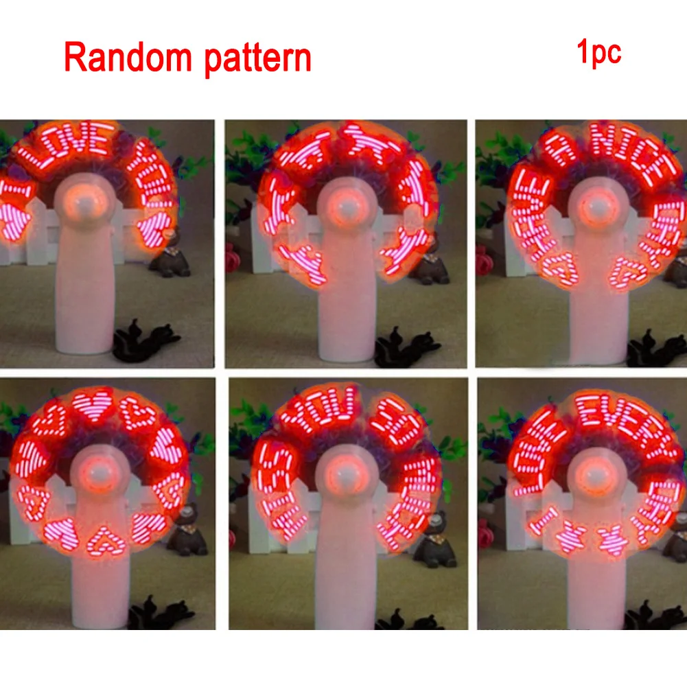 

Unique Handheld USB Flash LED Love Pattern Fan Super Mute Battery Operated Cooling Desktop Fan for Travel Office Use